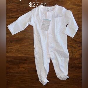 Kissy Kissy Pima White and Pink Dotted Footie